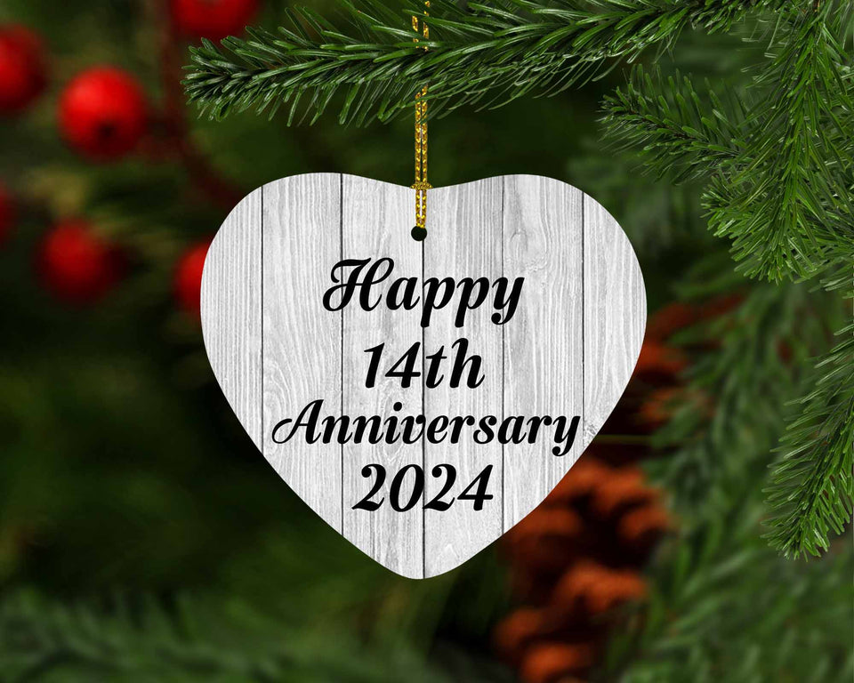 Happy 14th Anniversary 2024 - Heart Ornament F