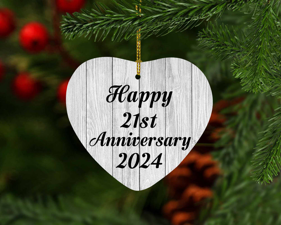 Happy 21st Anniversary 2024 - Heart Ornament F