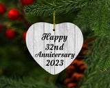 Happy 32nd Anniversary 2023 - Heart Ornament F
