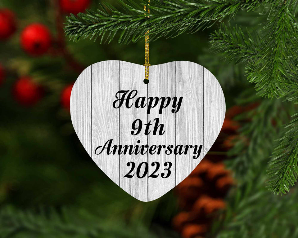Happy 9th Anniversary 2023 - Heart Ornament F