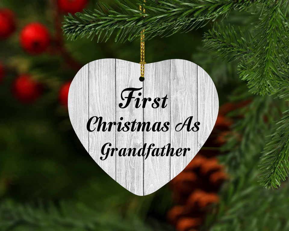 First Christmas As Grandfather - Heart Ornament F