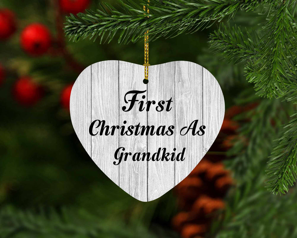 First Christmas As Grandkid - Heart Ornament F