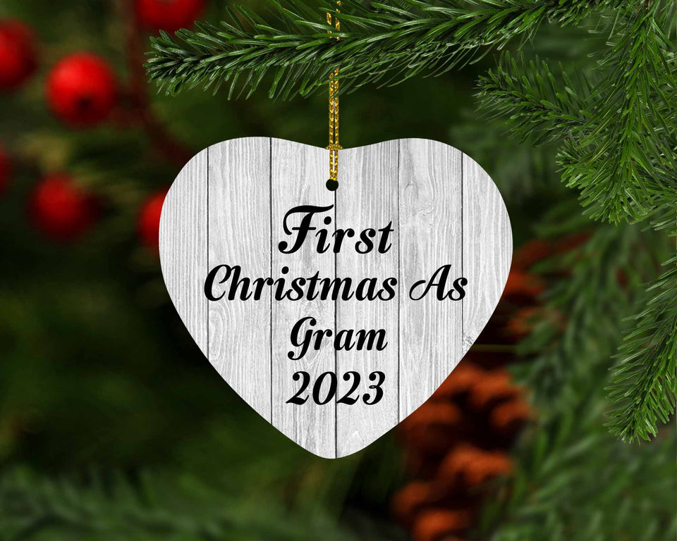 First Christmas As Gram 2023 - Heart Ornament F