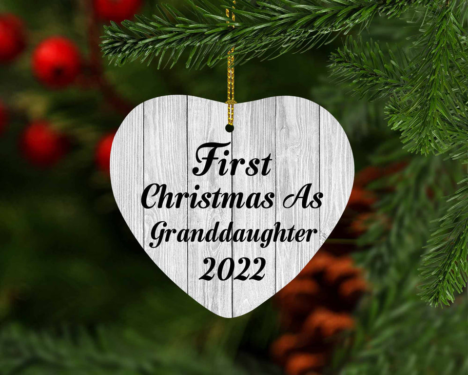 First Christmas As Granddaughter 2022 - Heart Ornament F