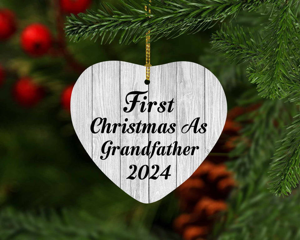 First Christmas As Grandfather 2024 - Heart Ornament F