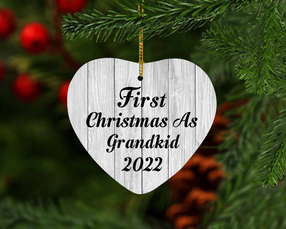 First Christmas As Grandkid 2022 - Heart Ornament F