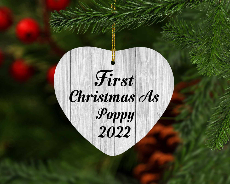 First Christmas As Poppy 2022 - Heart Ornament F