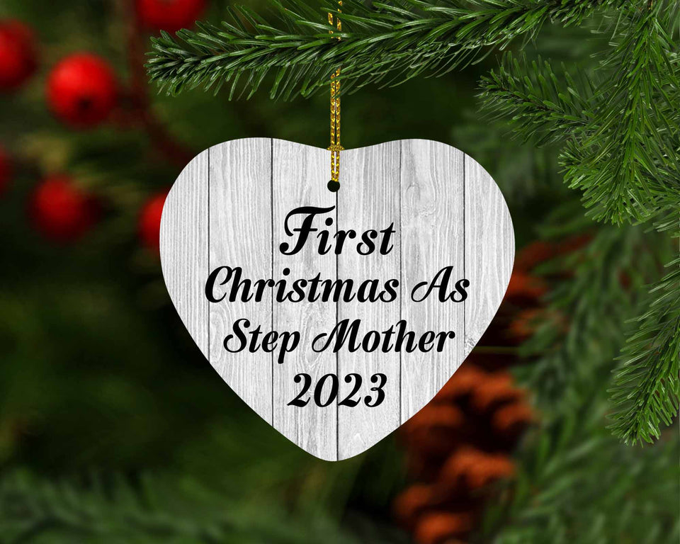 First Christmas As Step Mother 2023 - Heart Ornament F