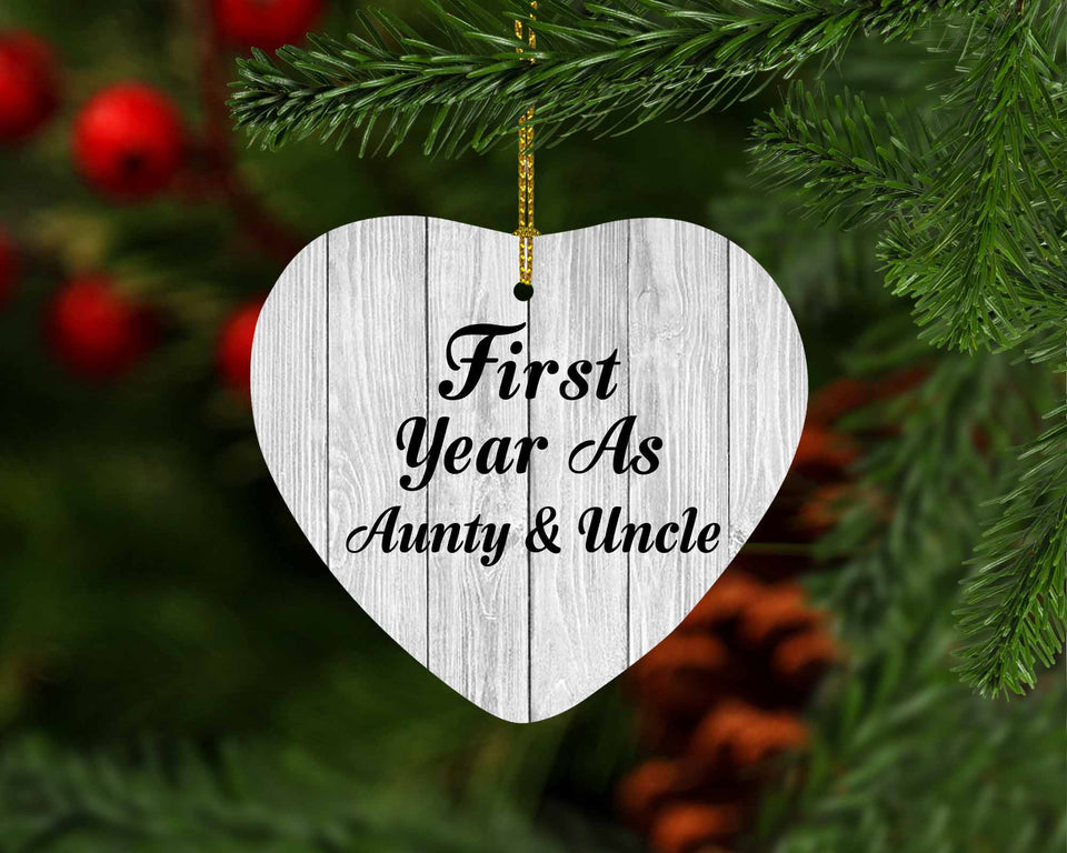 First Year As Aunty & Uncle - Heart Ornament F