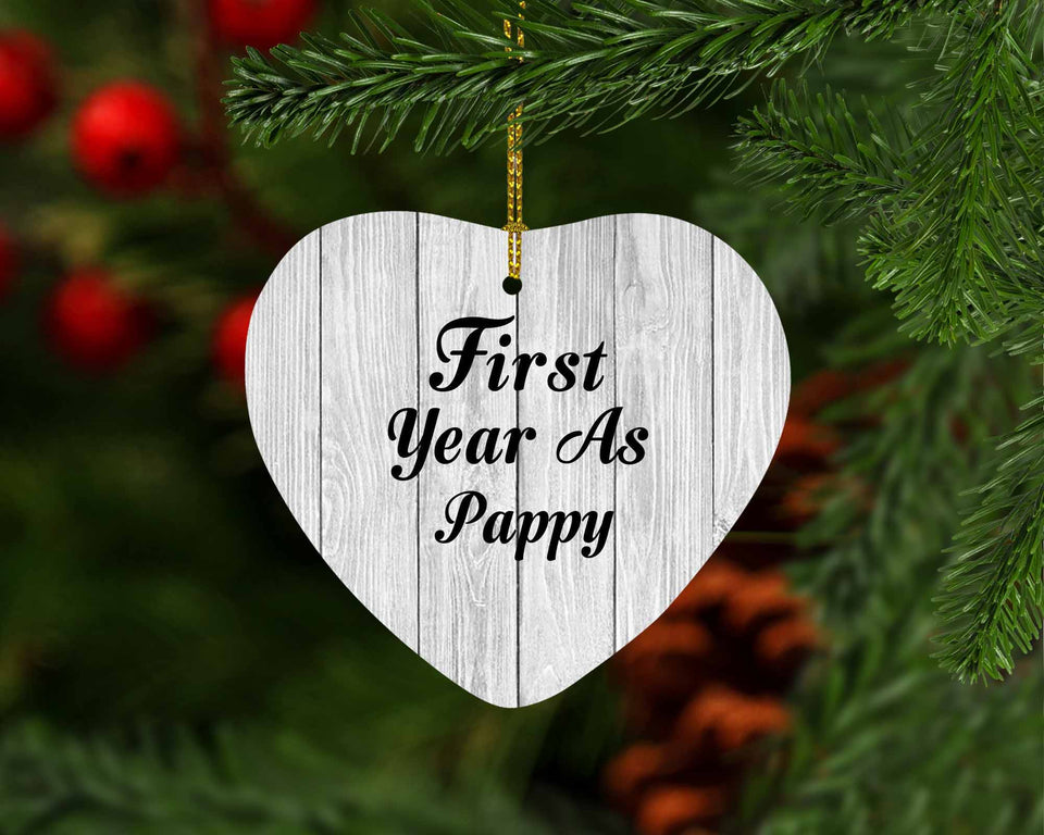 First Year As Pappy - Heart Ornament F
