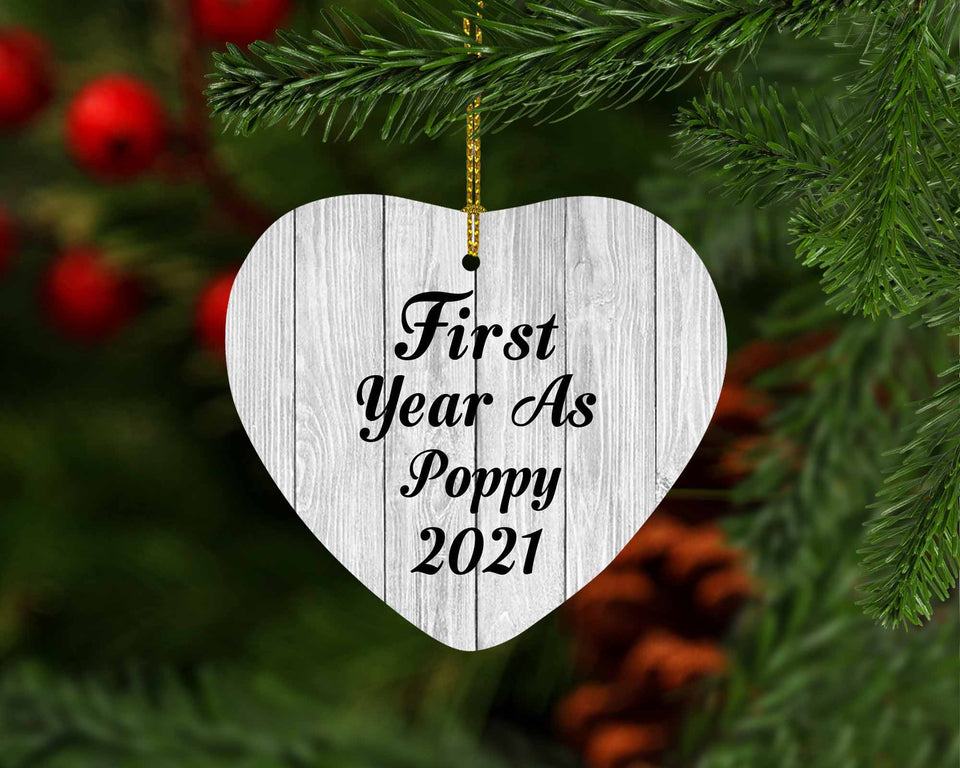 First Year As Poppy 2021 - Heart Ornament F