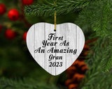 First Year As An Amazing Gran 2023 - Heart Ornament F