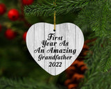 First Year As An Amazing Grandfather 2022 - Heart Ornament F