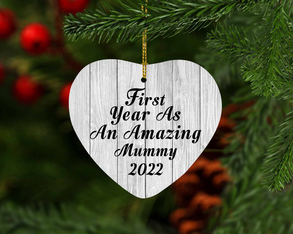 First Year As An Amazing Mummy 2022 - Heart Ornament F