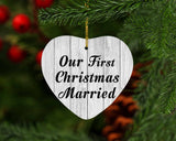 Our First Christmas Married - Heart Ornament F