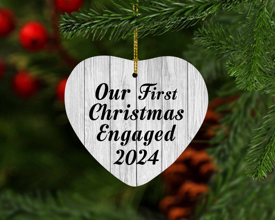 Our First Christmas Engaged 2024 - Heart Ornament F