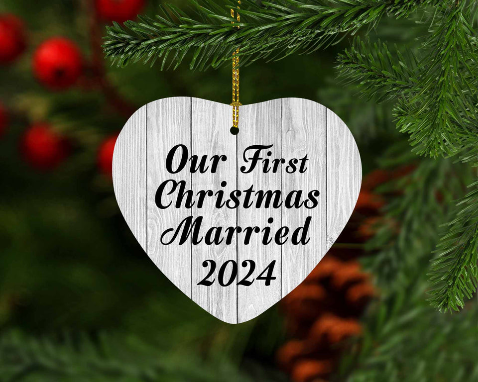 Our First Christmas Married 2024 - Heart Ornament F