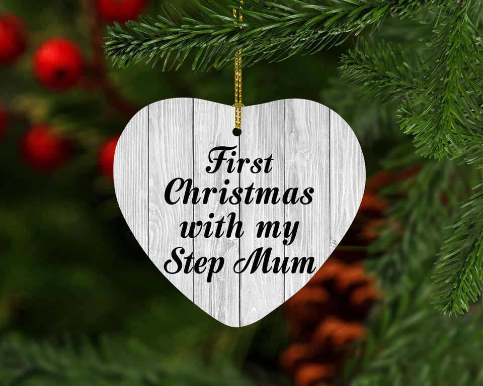 First Christmas With My Step Mum - Heart Ornament F