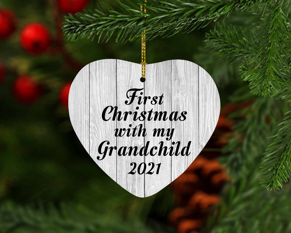 First Christmas With My Grandchild 2021 - Heart Ornament F