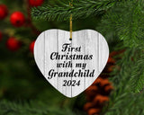 First Christmas With My Grandchild 2024 - Heart Ornament F