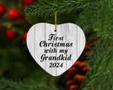 First Christmas With My Grandkid 2024 - Heart Ornament F