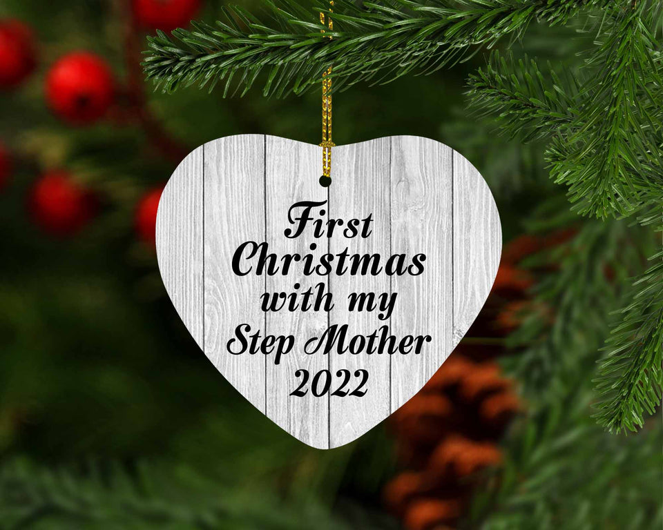 First Christmas With My Step Mother 2022 - Heart Ornament F