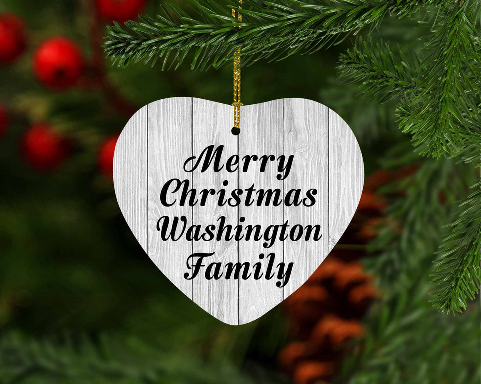 Merry Christmas Washington Family - Heart Ornament F