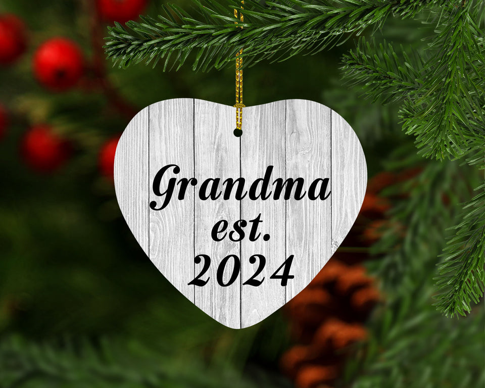 Grandma Established Est. 2024 - Heart Ornament F