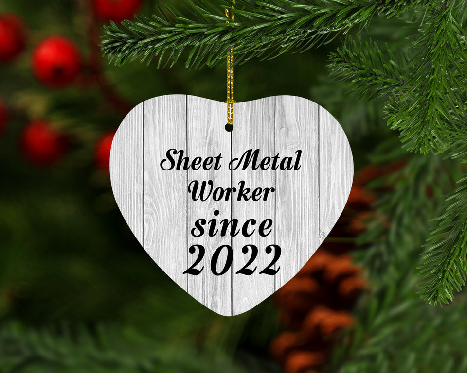 Sheet Metal Worker Since 2022 - Heart Ornament F