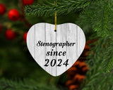 Stenographer Since 2024 - Heart Ornament F