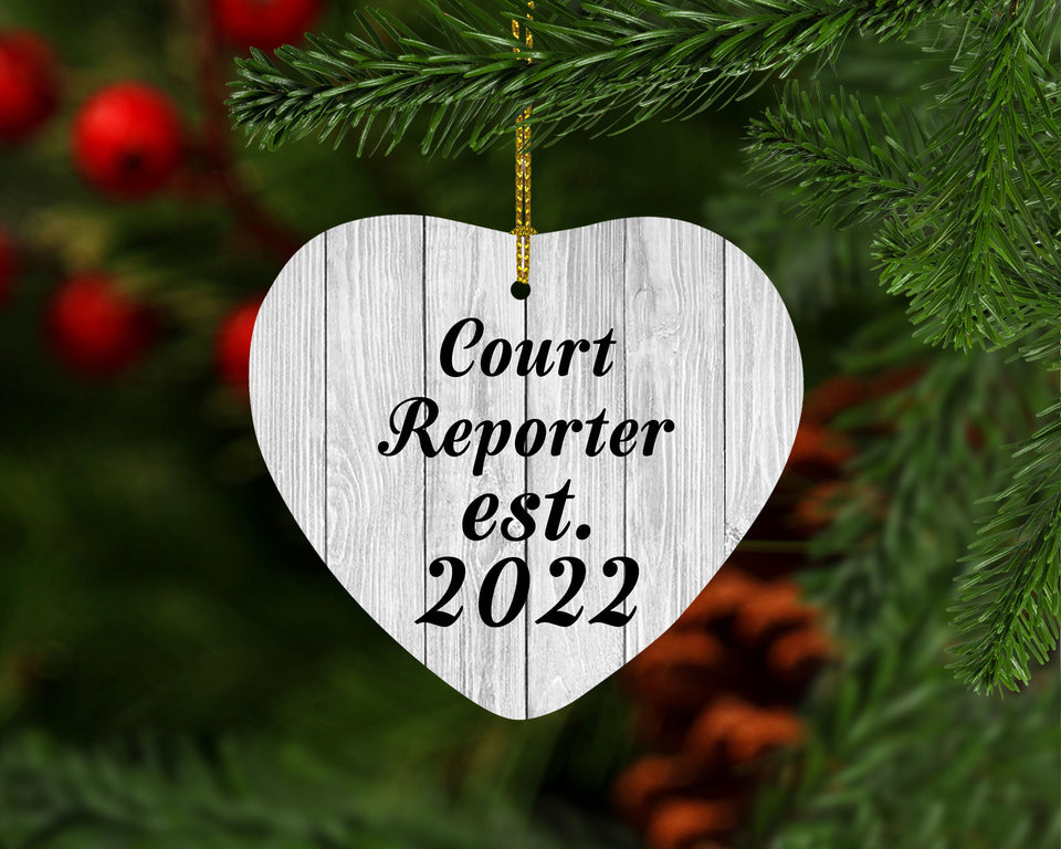 Court Reporter Established Est. 2022 - Heart Ornament F