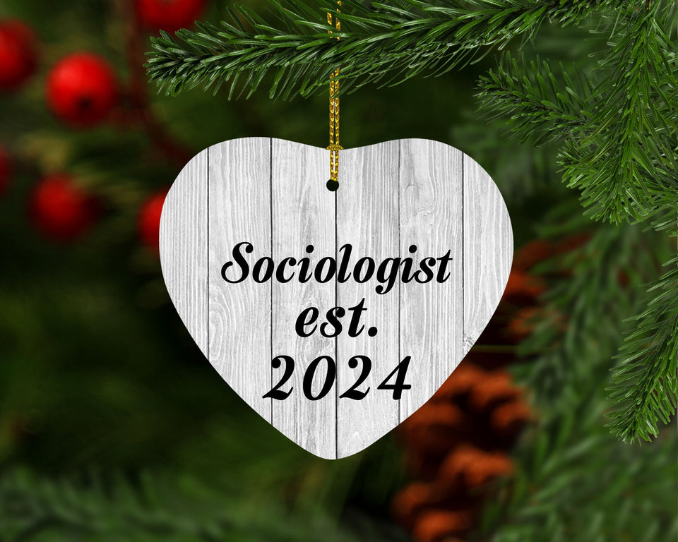 Sociologist Established Est. 2024 - Heart Ornament F