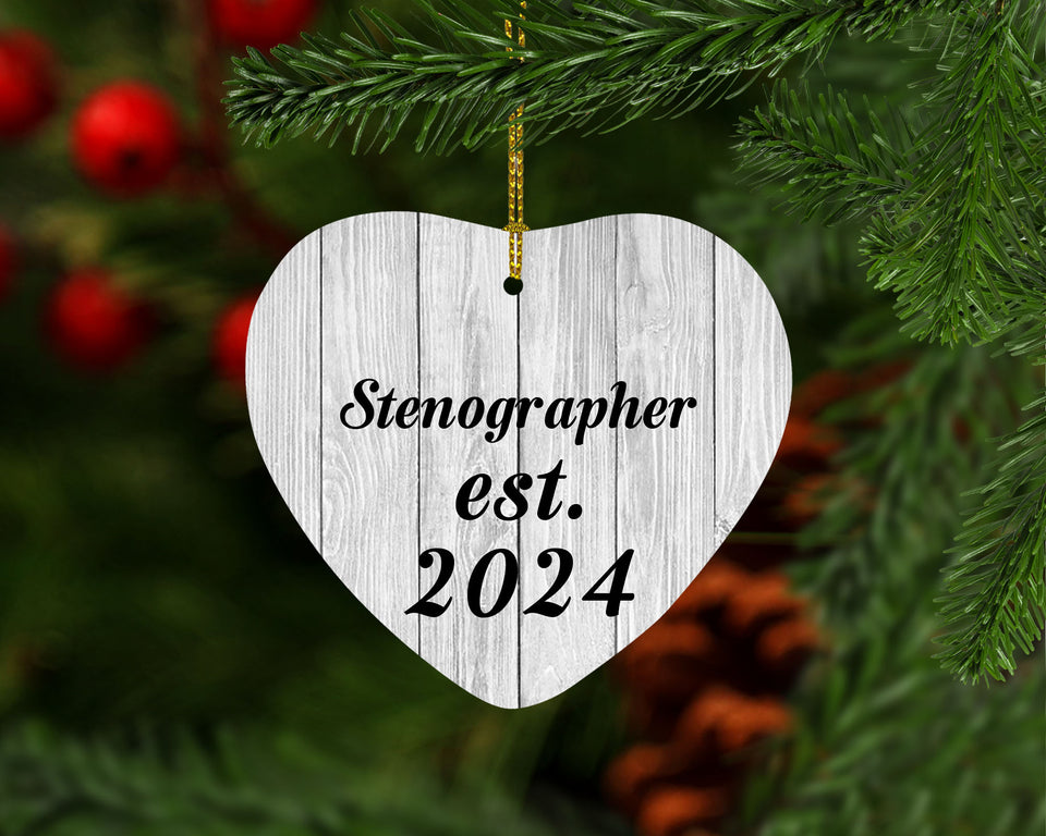 Stenographer Established Est. 2024 - Heart Ornament F