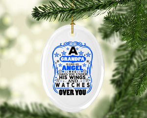 Grandpa Is Like An Angel Takes You Under His Wings - Oval Ornament