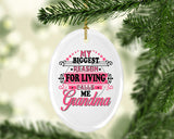 My Biggest Reason For Living Calls Me Grandma - Oval Ornament