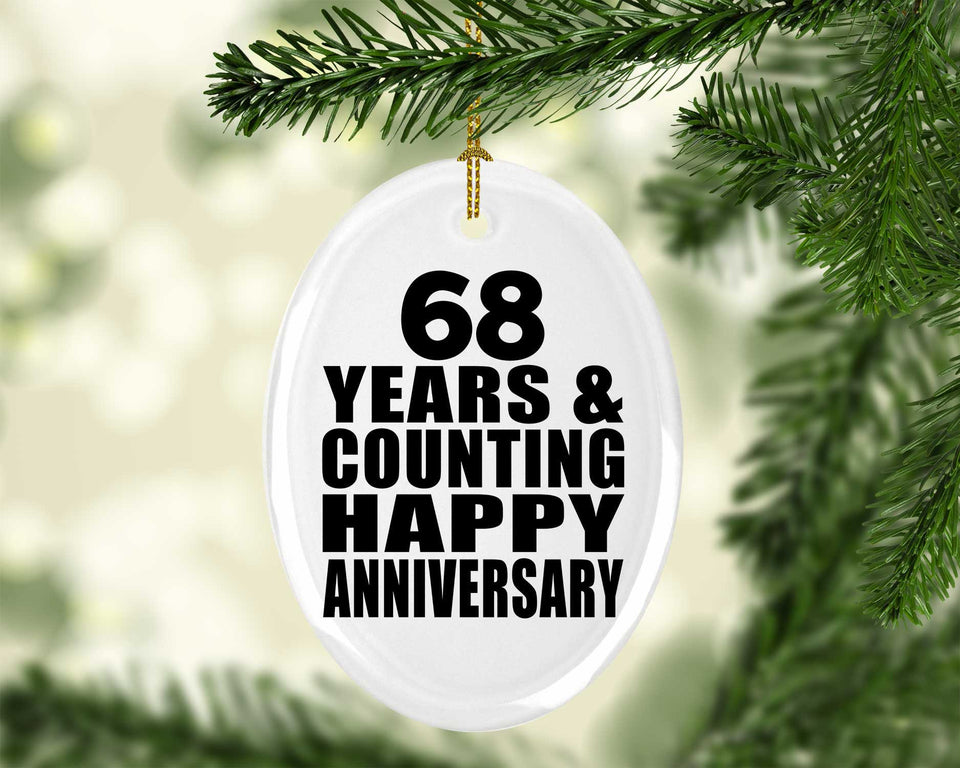 Happy 68th Anniversary 68 Years & Counting - Oval Ornament