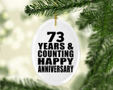 Happy 73rd Anniversary 73 Years & Counting - Oval Ornament