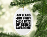 40th Birthday 40 Years 480 Months 14610 Days Of Awesome - Oval Ornament