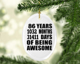 86th Birthday 86 Years 1032 Months 31411 Days Of Awesome - Oval Ornament
