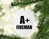 A+ Fireman - Oval Ornament