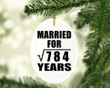 28th Anniversary Married For Square Root of 784 Years - Oval Ornament