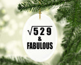 23rd Birthday Square Root of 529 & Fabulous - Oval Ornament