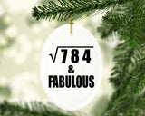 28th Birthday Square Root of 784 & Fabulous - Oval Ornament