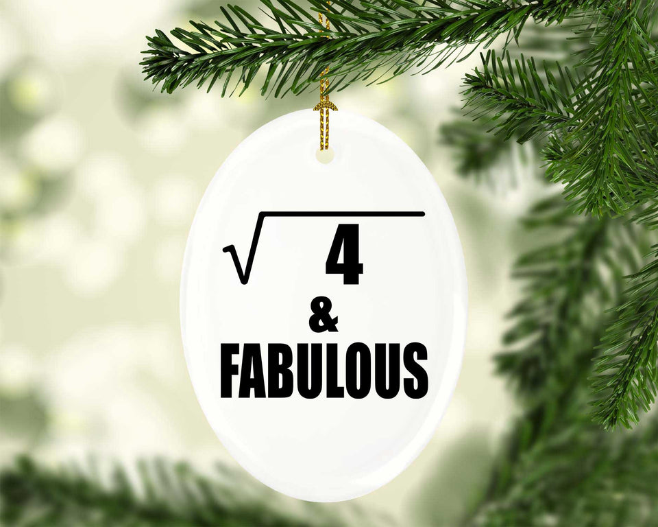 2nd Birthday Square Root of 4 & Fabulous - Oval Ornament