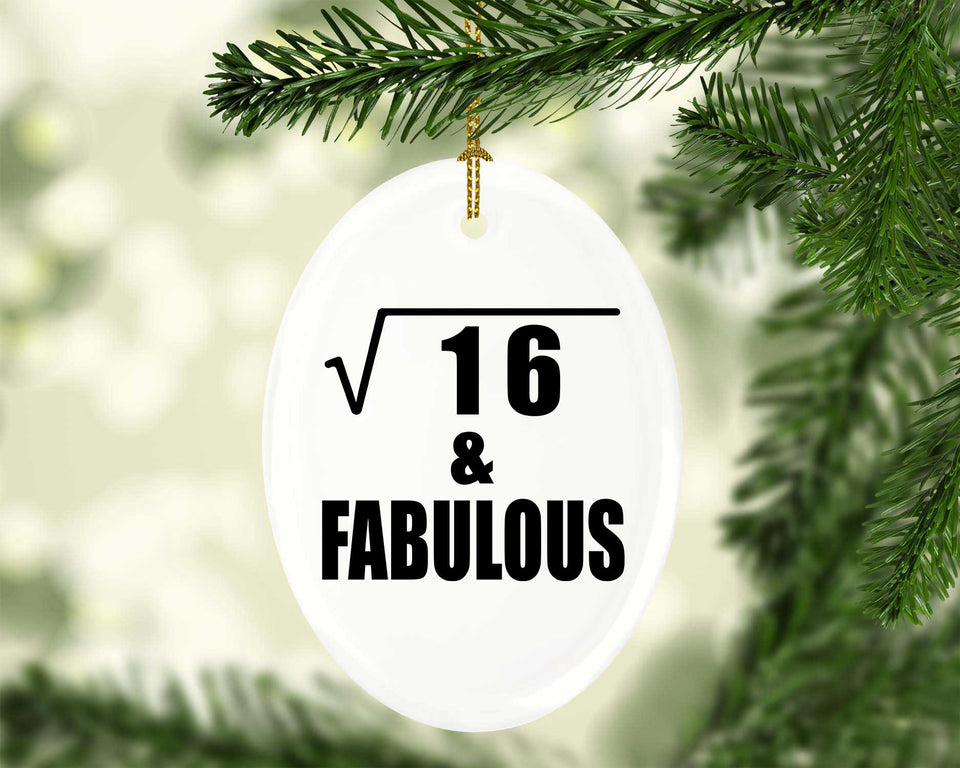 4th Birthday Square Root of 16 & Fabulous - Oval Ornament
