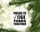 42nd Anniversary Cheers To Square Root of 1764 Years Together - Oval Ornament
