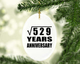 23rd Anniversary Square Root of 529 Years Anniversary - Oval Ornament