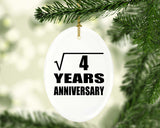 2nd Anniversary Square Root of 4 Years Anniversary - Oval Ornament