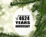 68th Anniversary Square Root of 4624 Years Anniversary - Oval Ornament