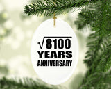 90th Anniversary Square Root of 8100 Years Anniversary - Oval Ornament